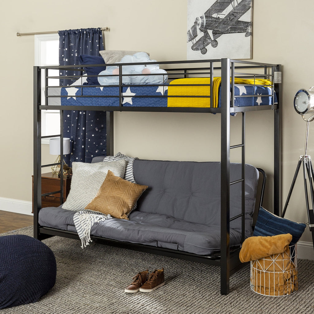 Black Metal Twin Over Futon Bunk Bed I43176