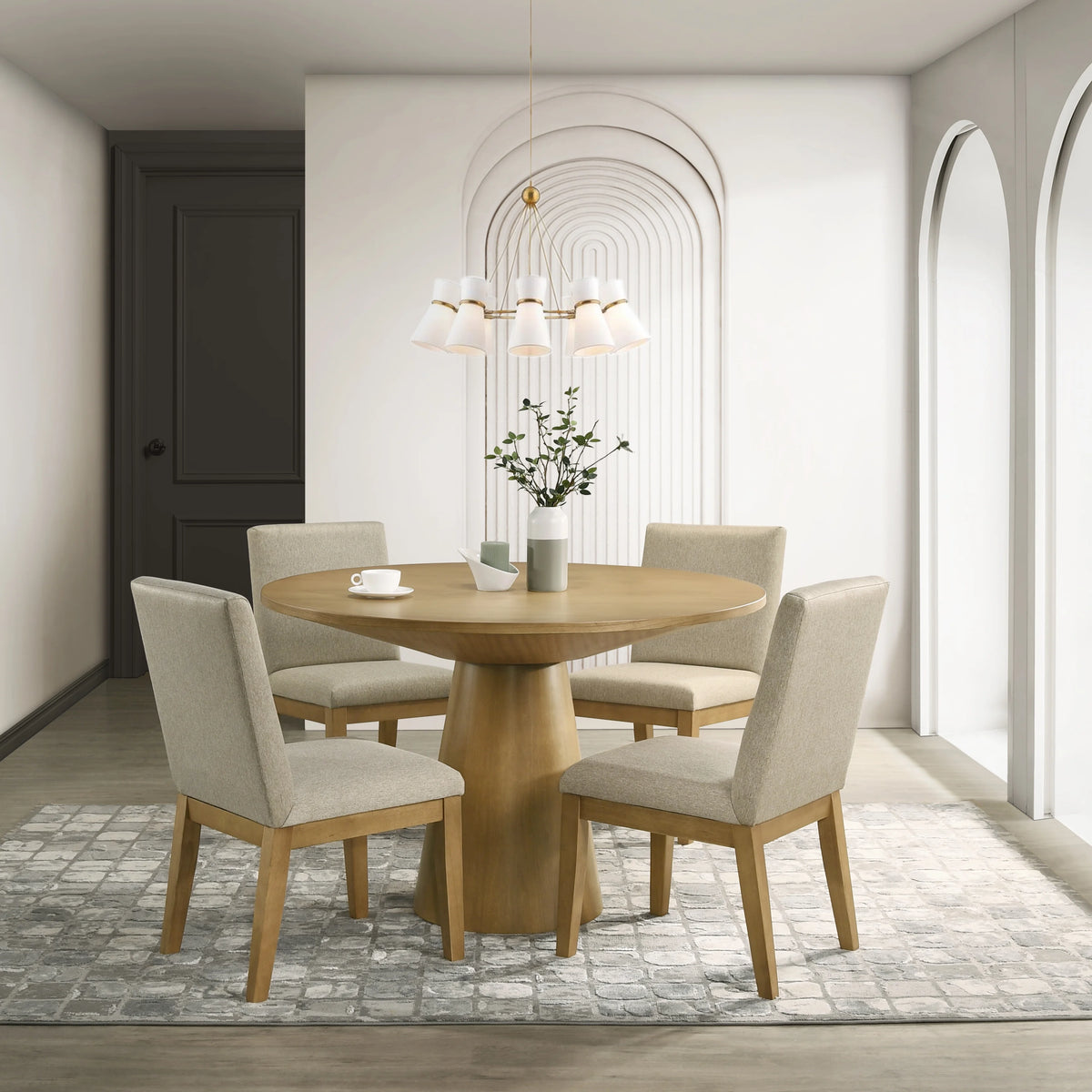 Round Pedestal Dining Set with 4 Chairs J8269