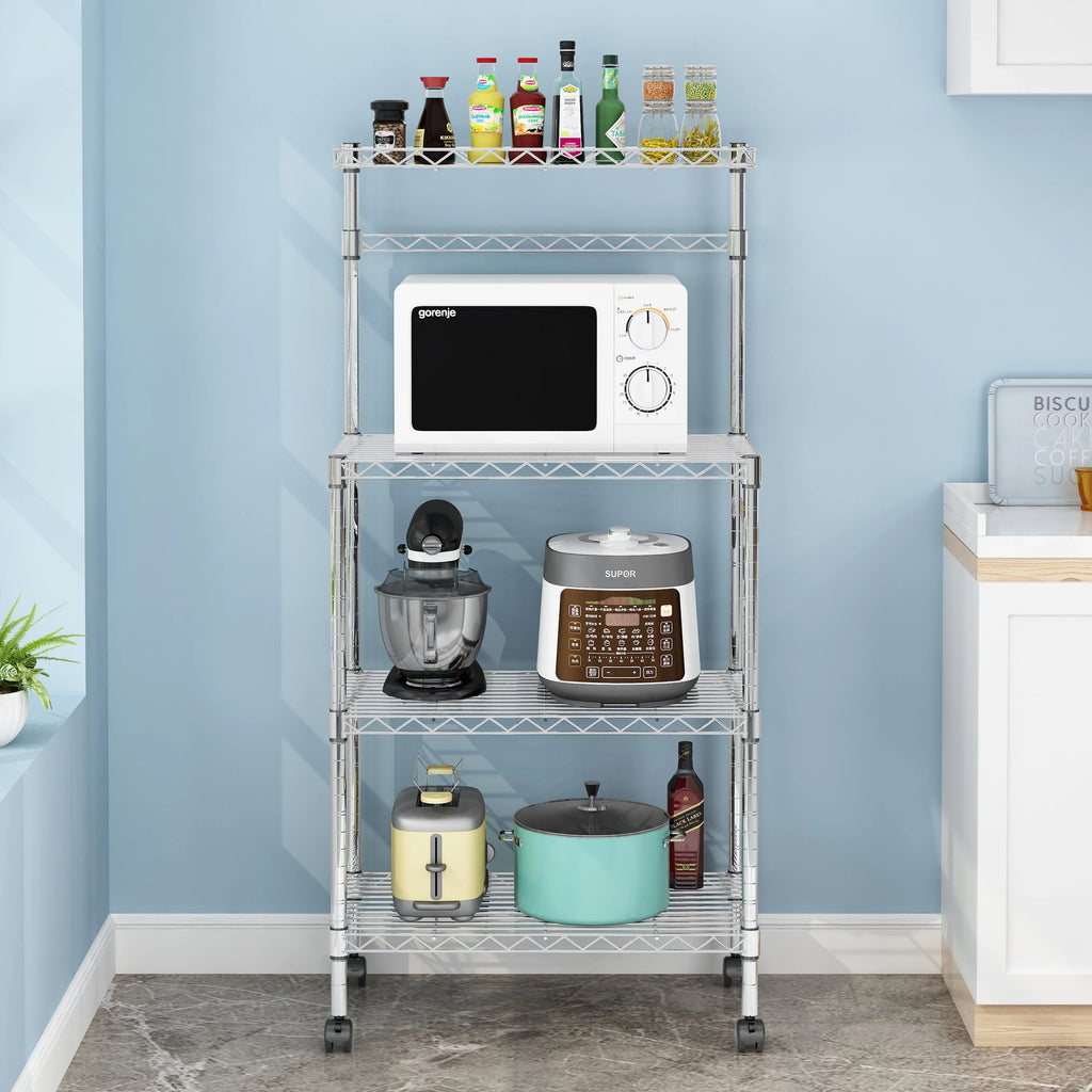 4-Tier Rolling Kitchen Baker's Rack with Storage Shelves D2526