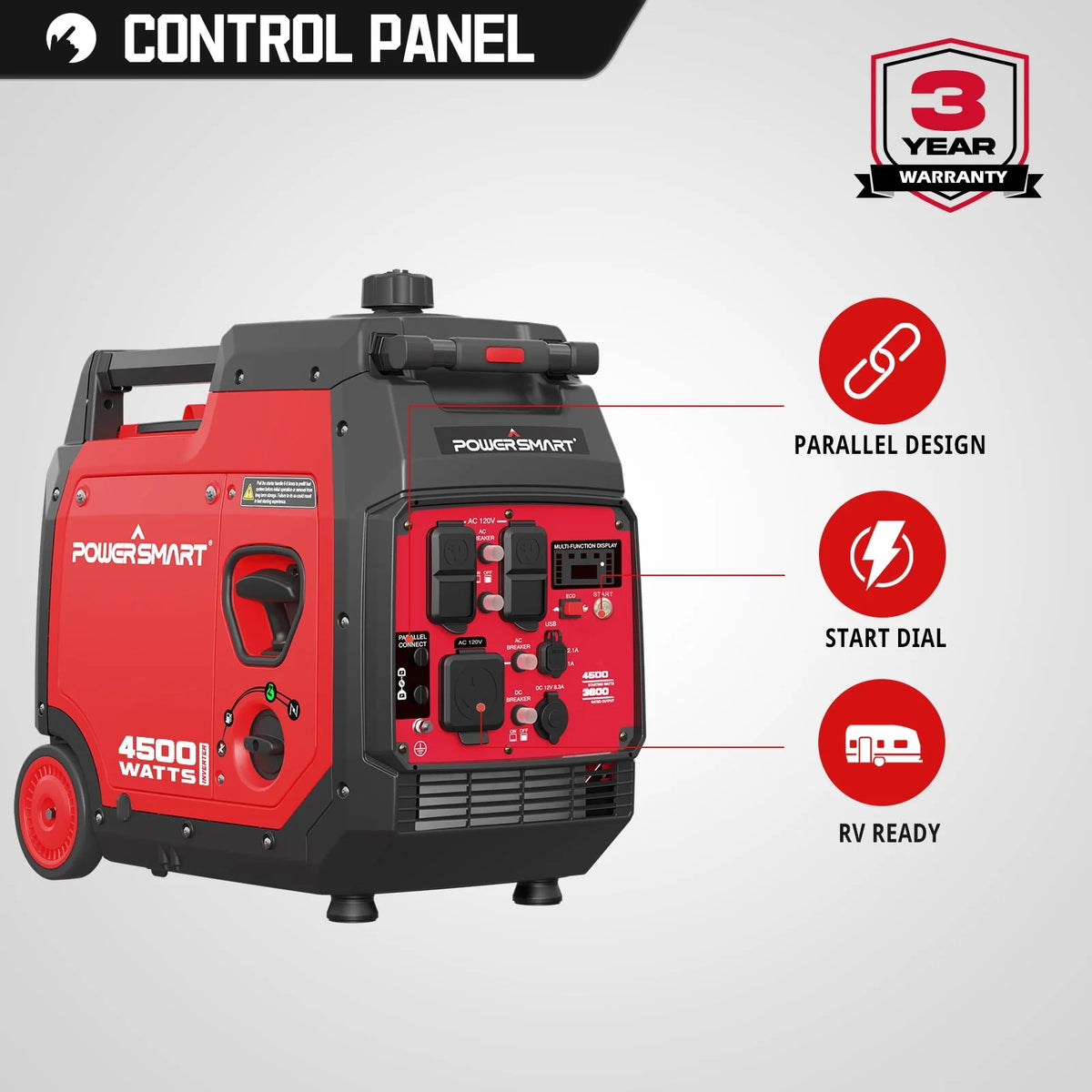 4500W Portable Inverter Gas Generator with Electric Start C8367