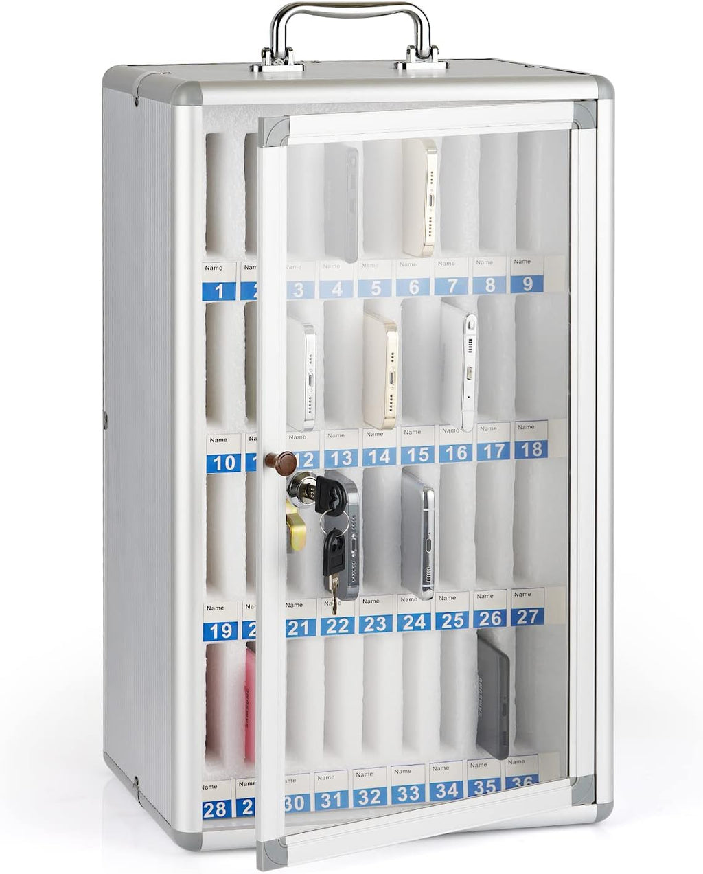 Aluminum Alloy 36 Slots Cell Phones Storage Cabinet O62262