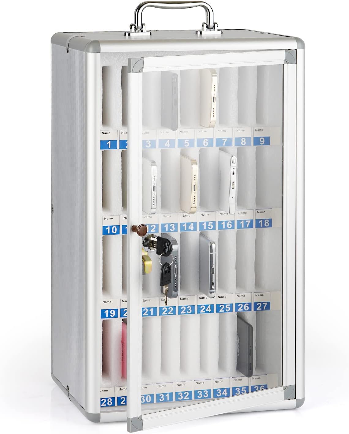 Aluminum Alloy 36 Slots Cell Phones Storage Cabinet O62262