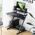 Black Computer Desk with Monitor Shelf F253930
