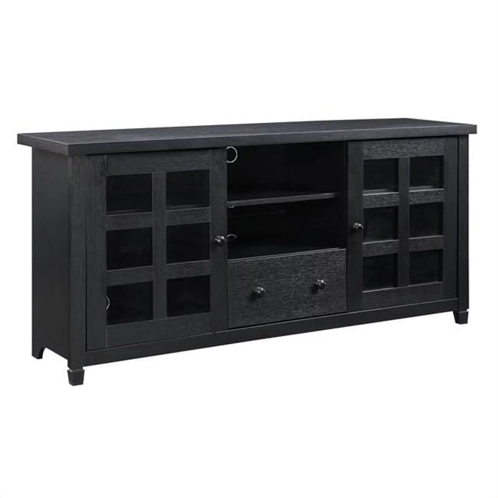 Black 1 Drawer TV Stand with Storage Cabinets and Shelves Q15138