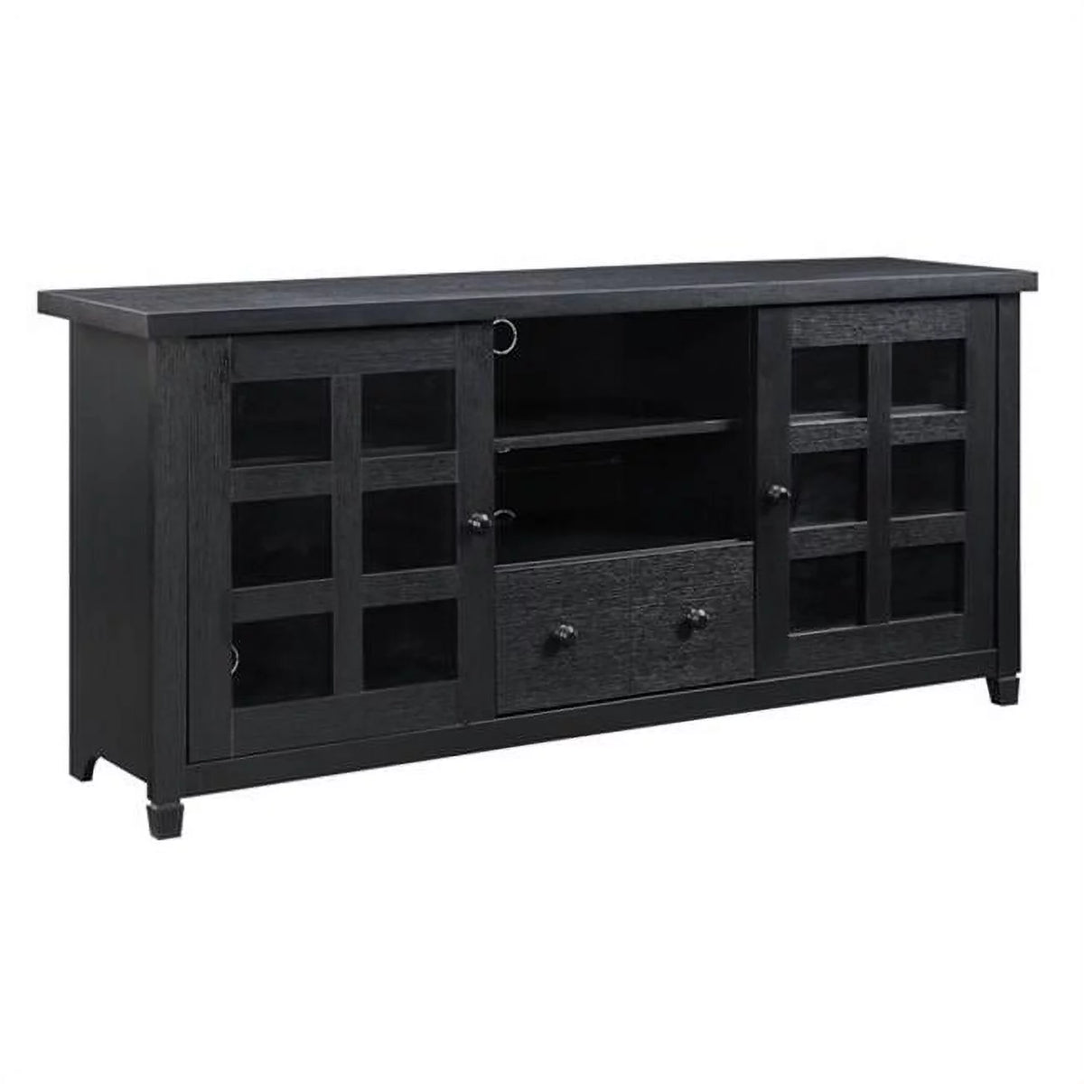 Black 1 Drawer TV Stand with Storage Cabinets and Shelves Q15138