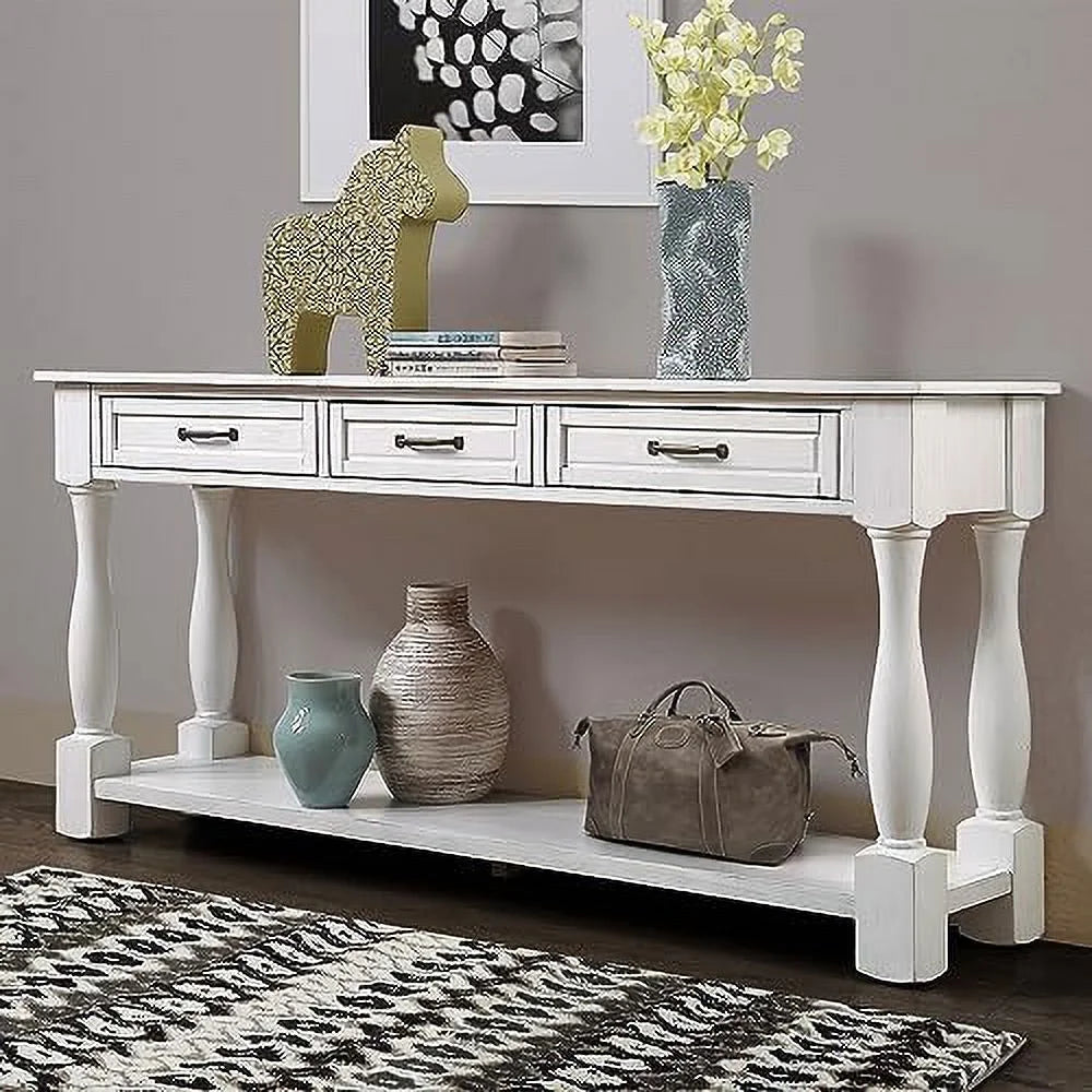 63 Inch Wood Console Table with 3 Drawers and 1 Bottom Shelf P74353
