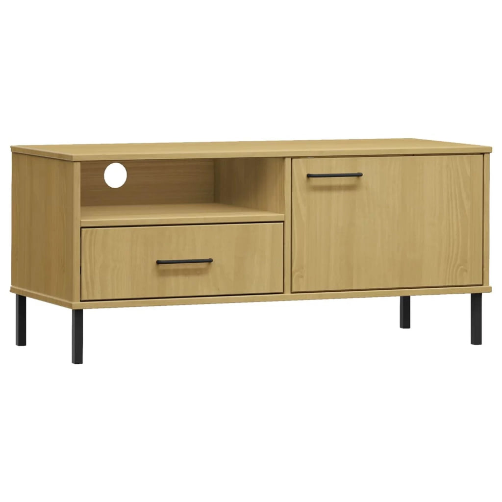 Pine Wood TV Cabinet with Storage Drawer, Door and Shelf F891725