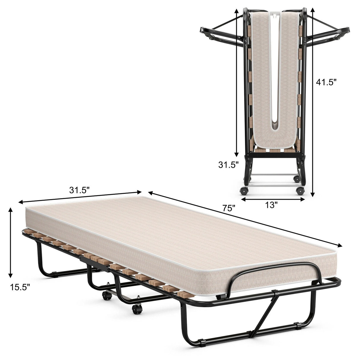Folding Bed with Memory Foam Mattress W790149