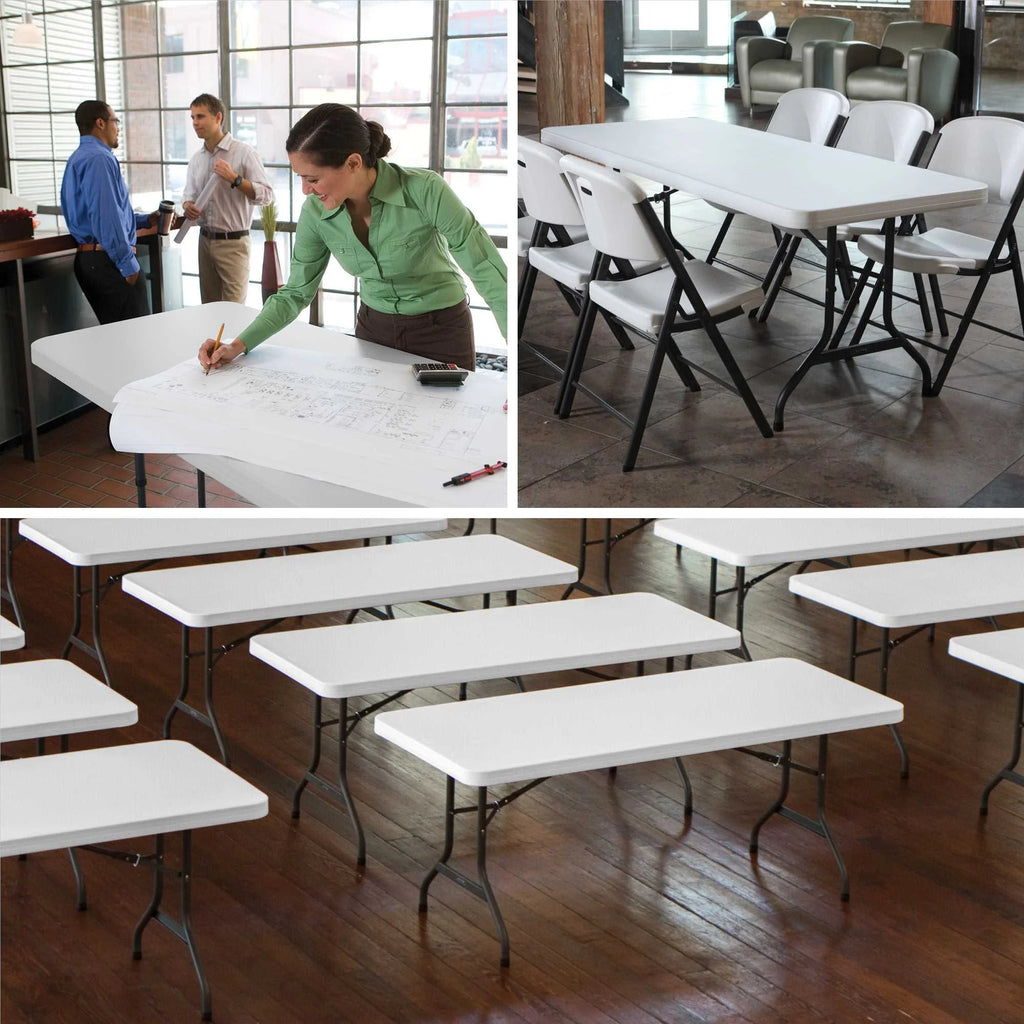 6 Foot Rectangle Folding Table White Granite N394646