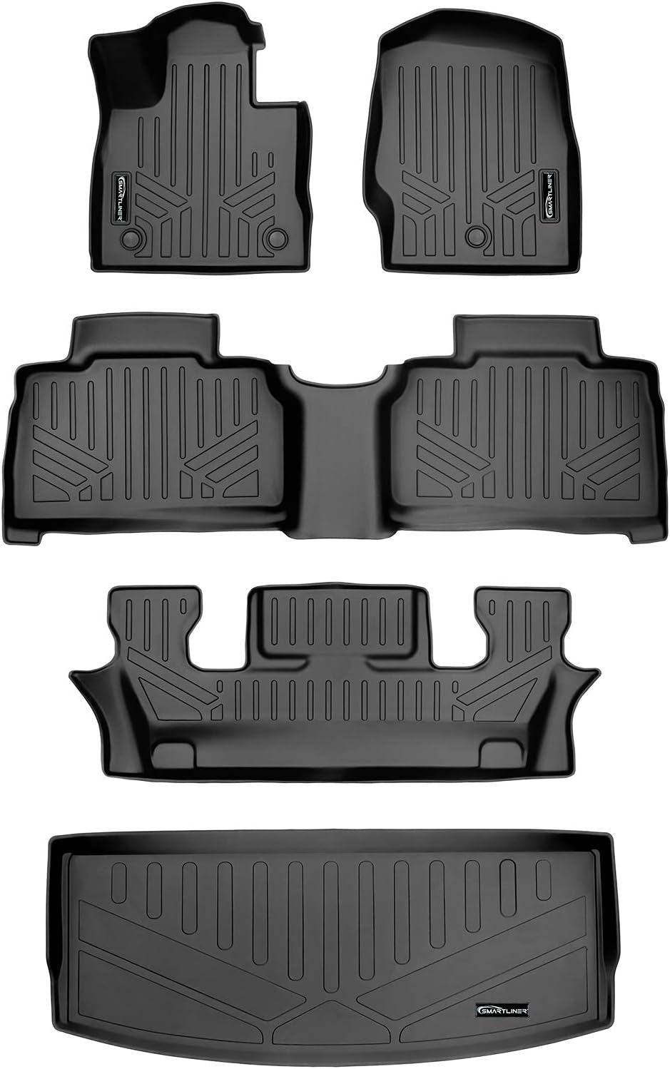 Black 3 Row Floor Mats and Cargo Liner Set S82779