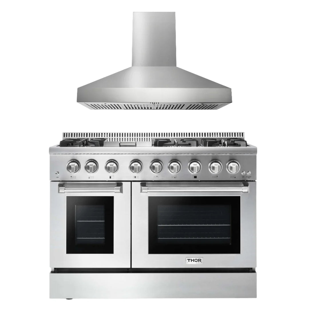 48 Propane Gas Burner Electric Oven Range and Range Hood F498211