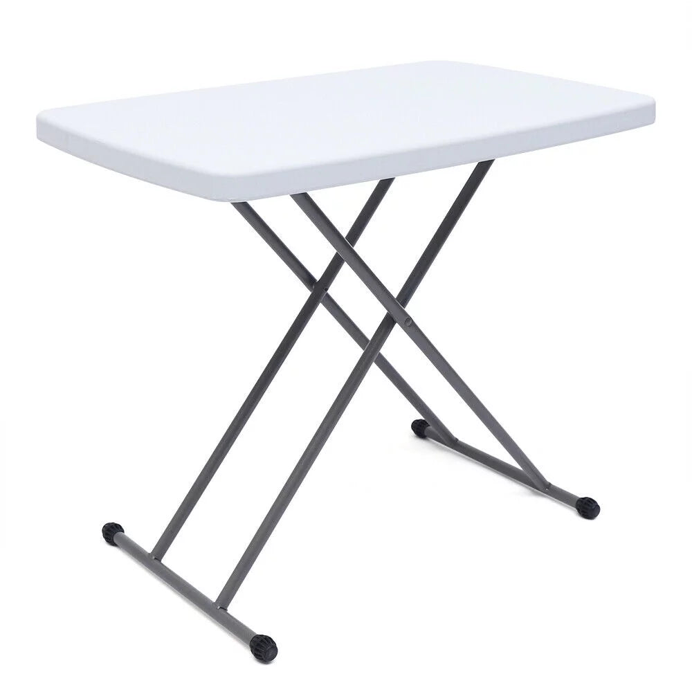 30x20" White Plastic Height Adjustable Folding Table I343