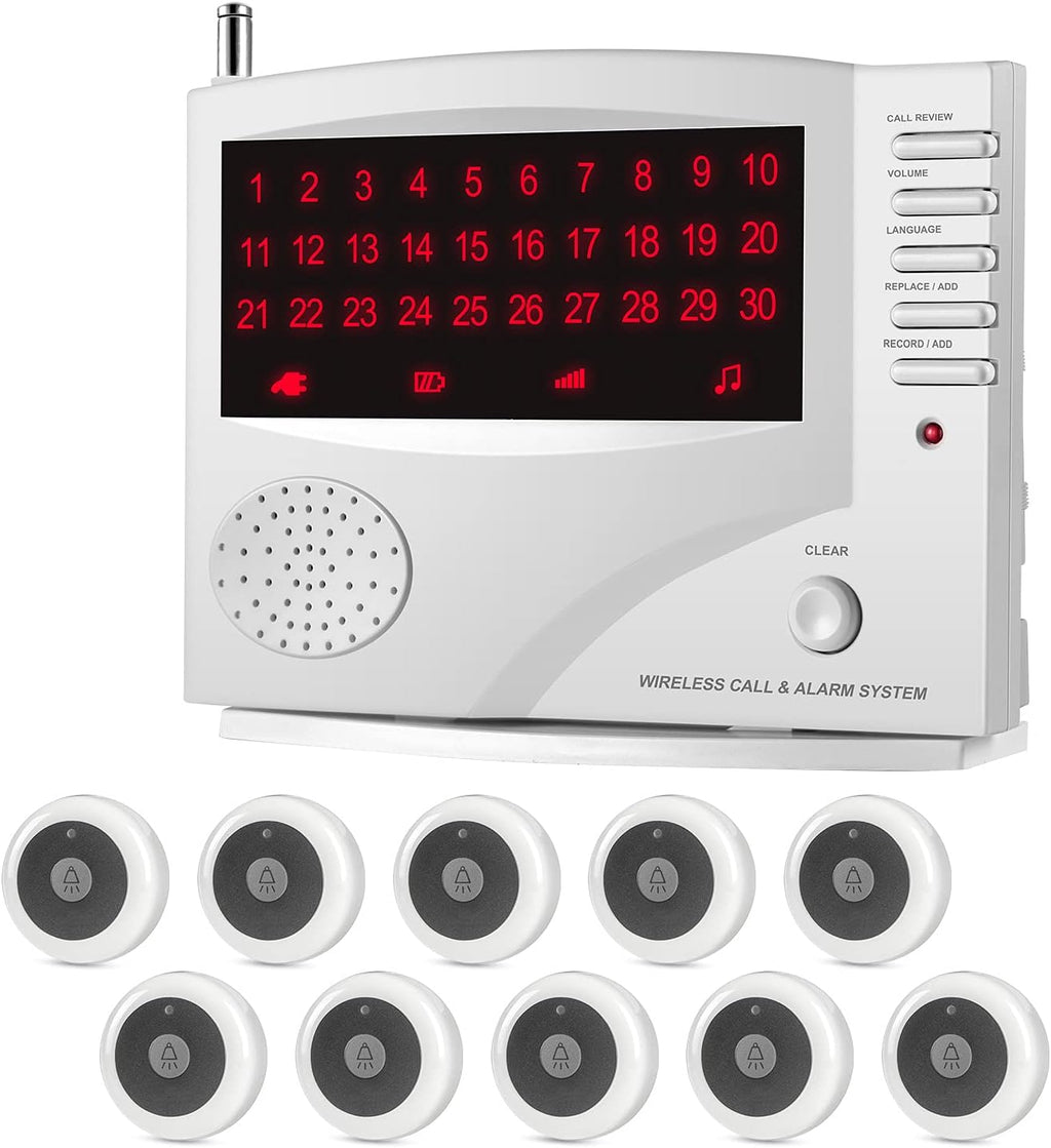 Wireless Calling System with 10 Waterproof Call Buttons and 1 Monitoring Unit L66731