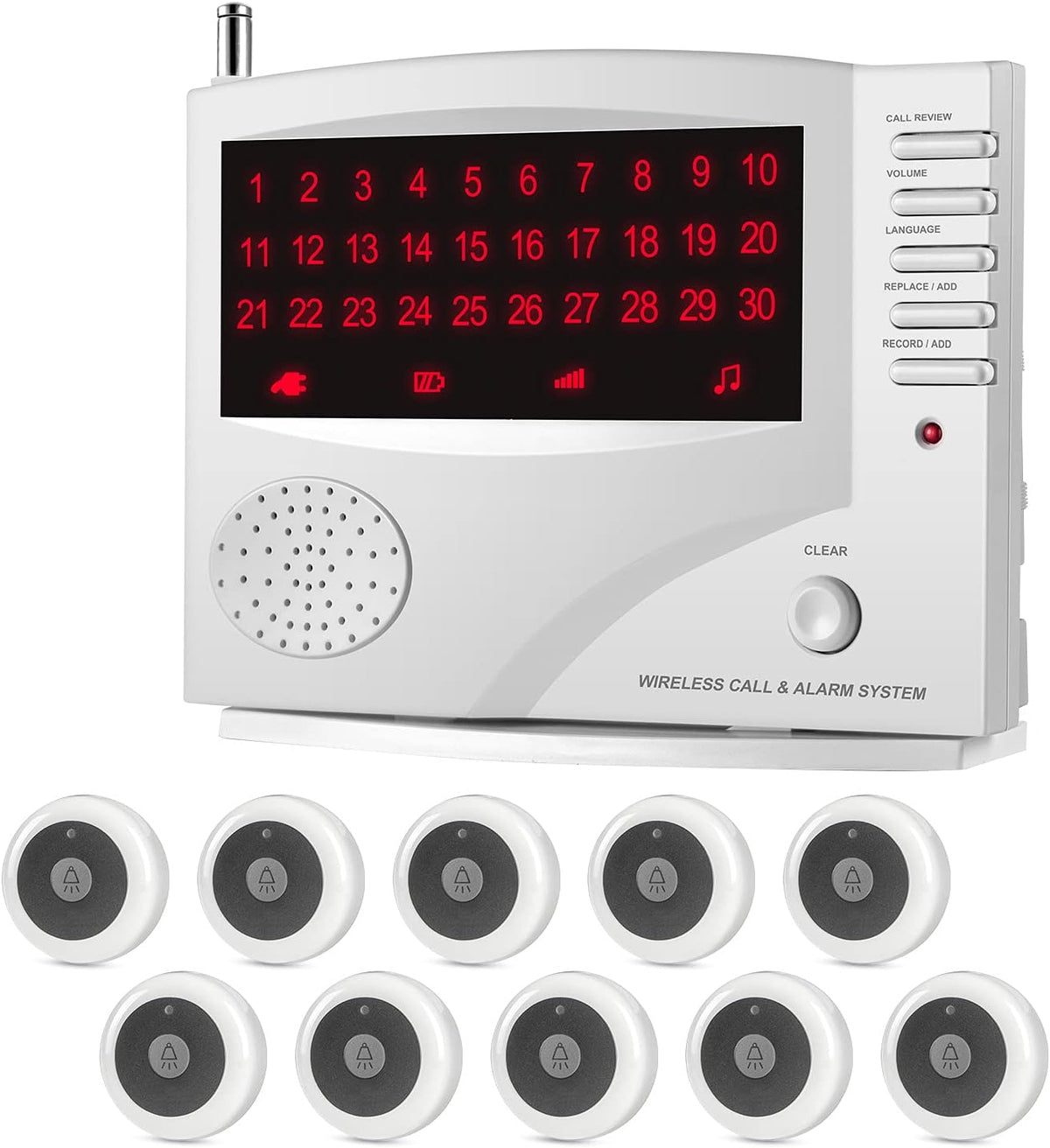Wireless Calling System with 10 Waterproof Call Buttons and 1 Monitoring Unit L66731