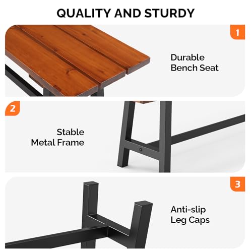63" Weatherproof Wood Bench with Metal Legs C947017