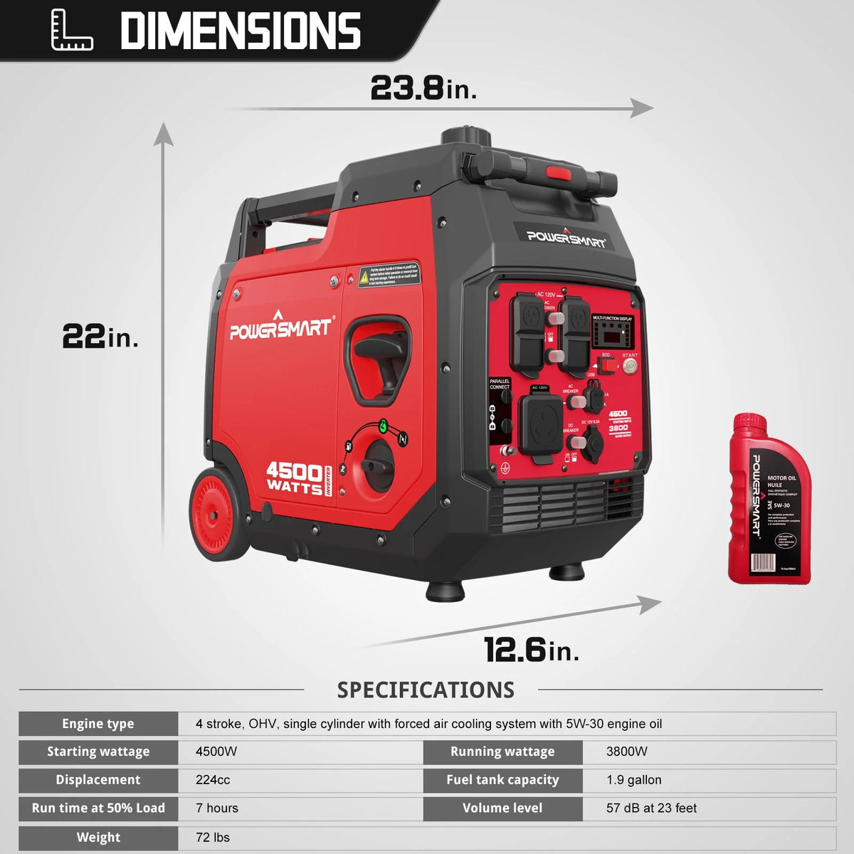 4500W Portable Inverter Gas Generator with Electric Start C8367