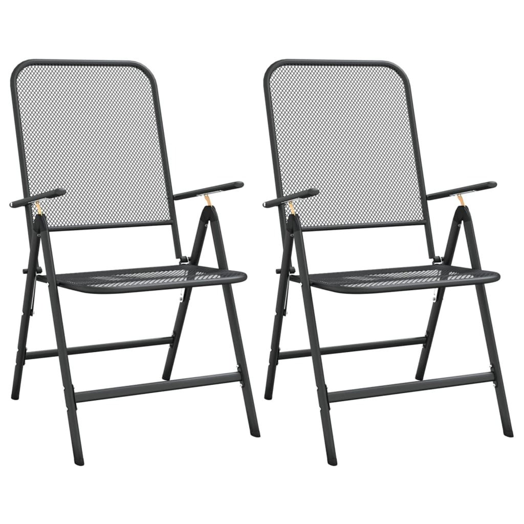 Folding Patio Chairs 2 pcs Metal Mesh Anthracite P113