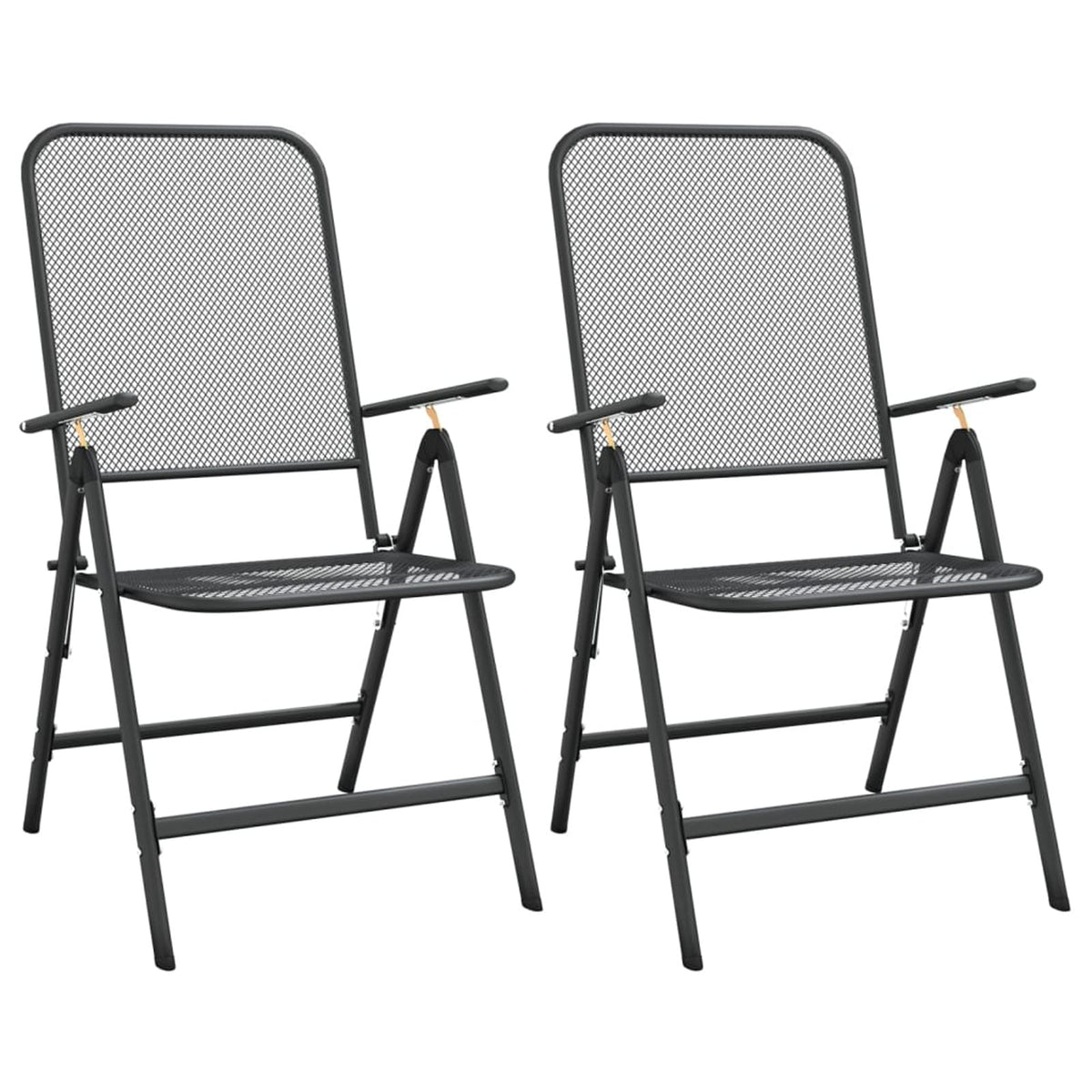 Folding Patio Chairs 2 pcs Metal Mesh Anthracite P113