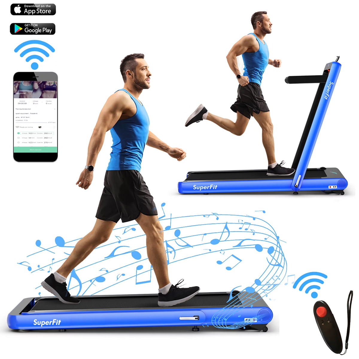 4.75HP 2 In 1 Folding Treadmill White Z79504