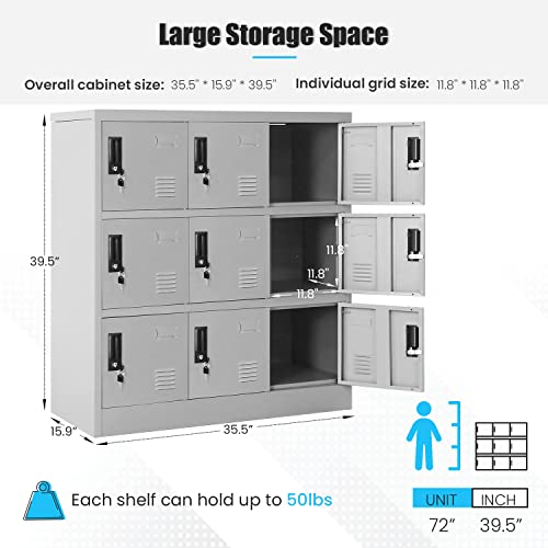 9 Door Black Steel Storage Locker with Lock I988584