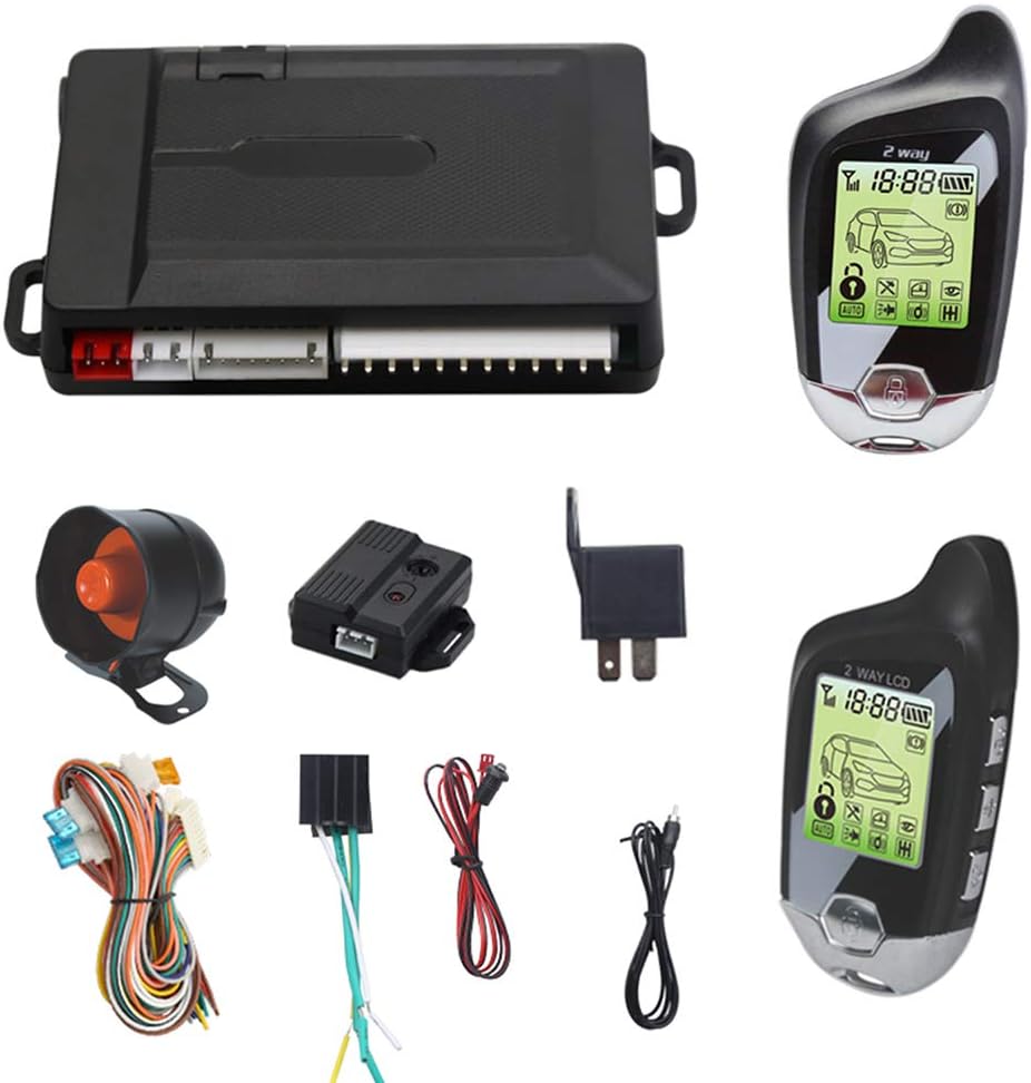 Car Alarm 2 Way LCD Sensor Remote Engine Start System Kit Pack of 2 K4404