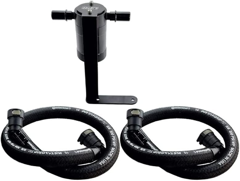 F150 Oil Catch Can Black Aluminum Fittings Braided Hose Kit O373436