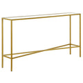 55x22 Brass Finish Console Table with Glass Tabletop K548