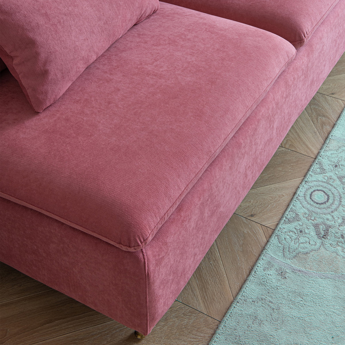 Pink Cotton Linen Armless Loveseat J245819