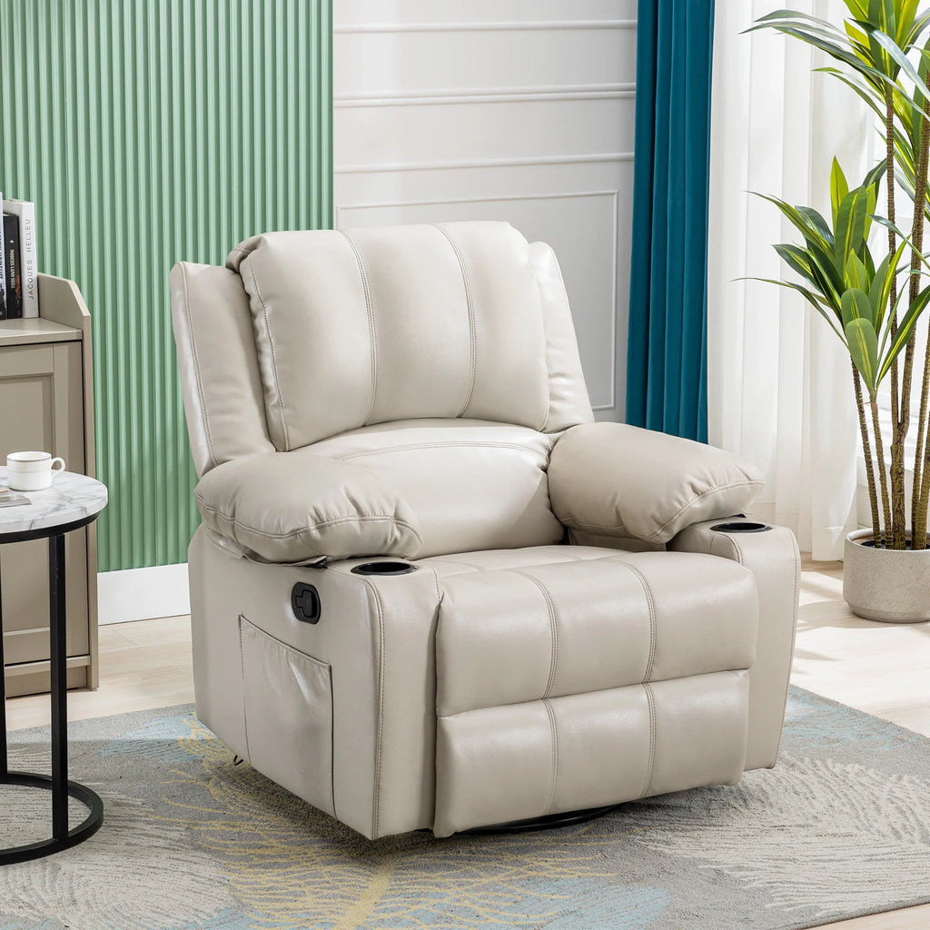 38.19" Wide Manual Swivel Rocker Recliner Chair with Massager and Heat L925013