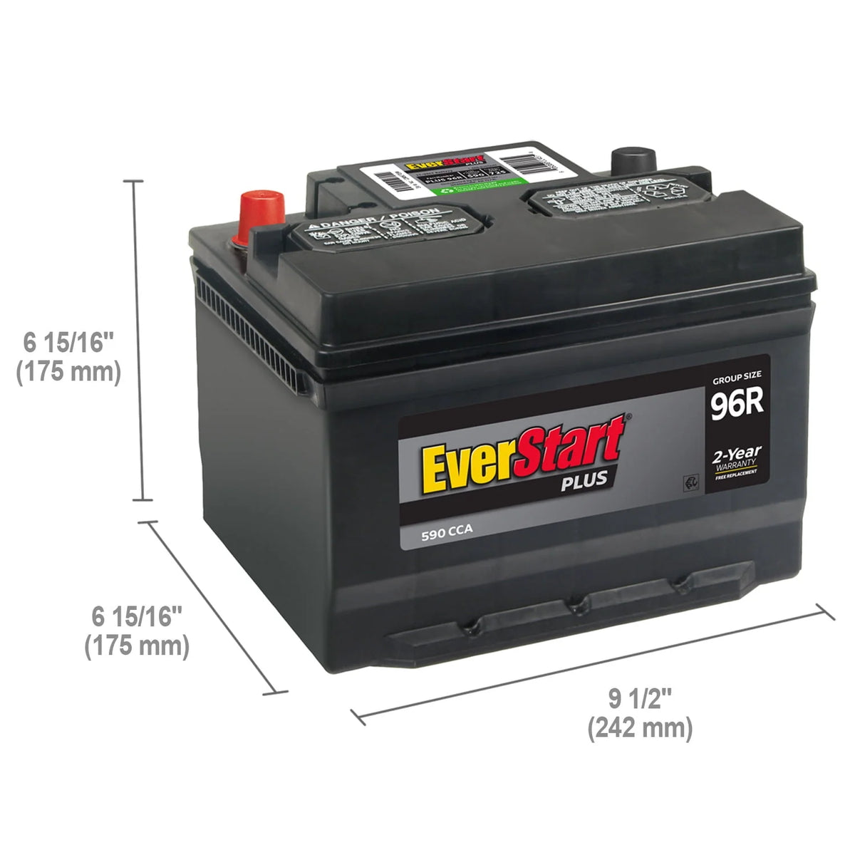 Lead Acid Automotive Battery Group Size 96R 12 Volt 590 CCA H876