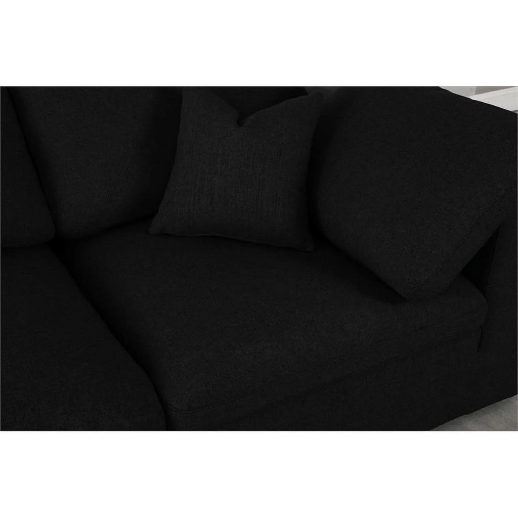 Black Linen Fabric Modular Sectional H819