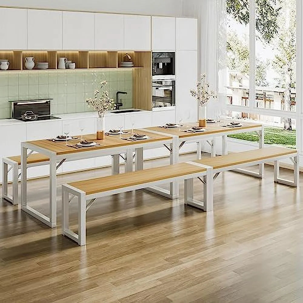 3-Piece Dining Table Set with 2 Benches K873