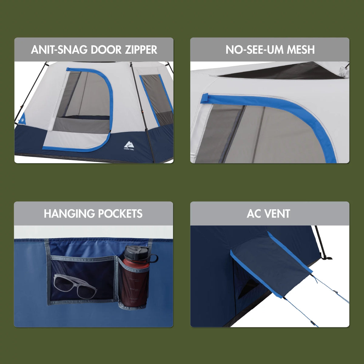 4-Person Instant Cabin Tent with LED Lighted Hub Y543471