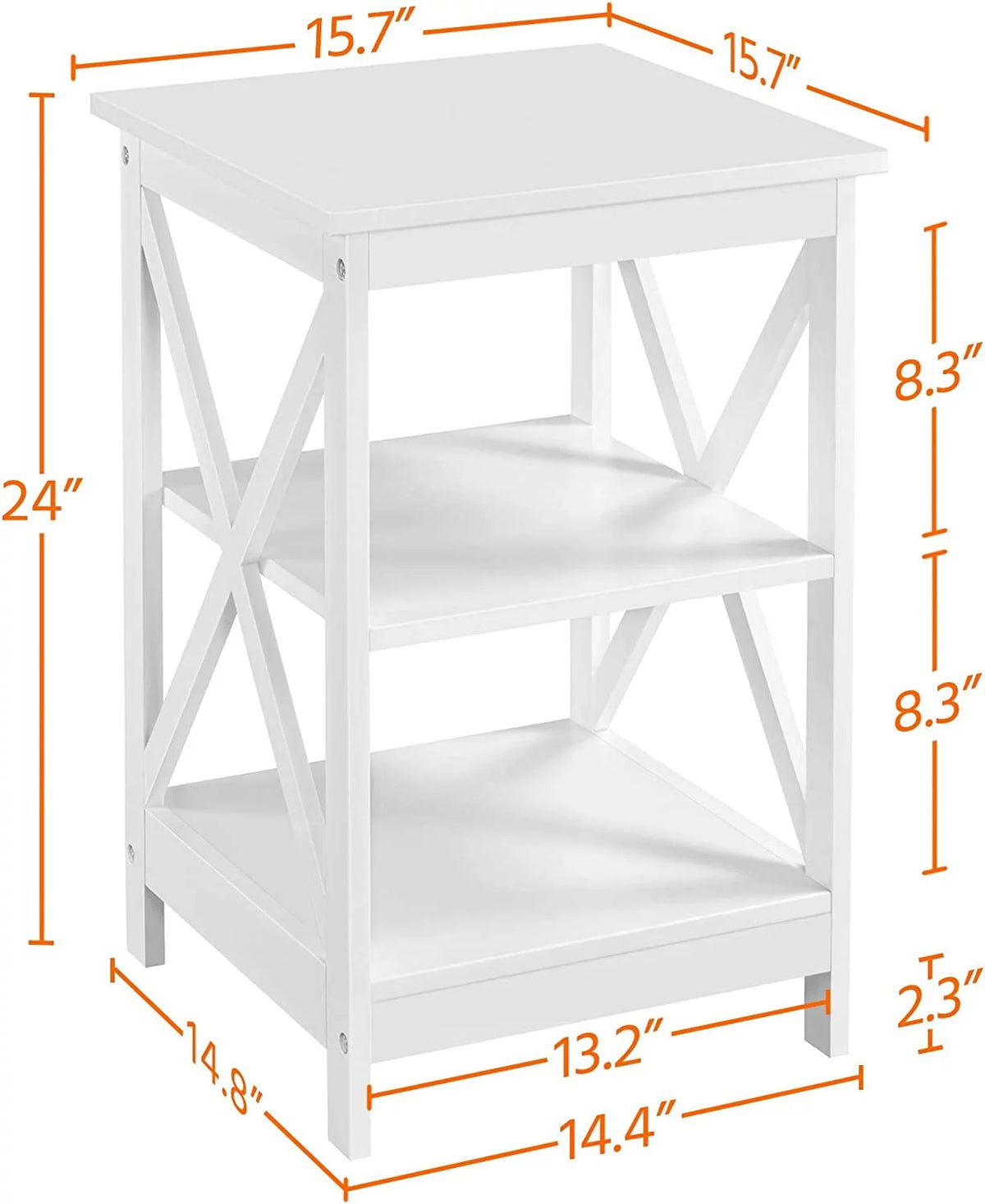 3-Tier Wooden Side End Tables with Solid Wood Legs J880243