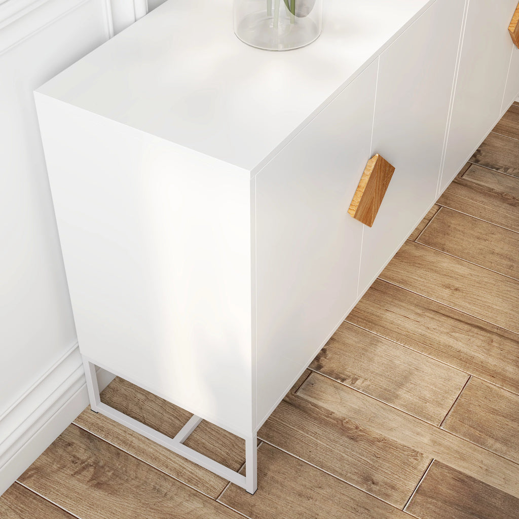 White Wood Sideboard with 4 Doors and 2 Storage M972