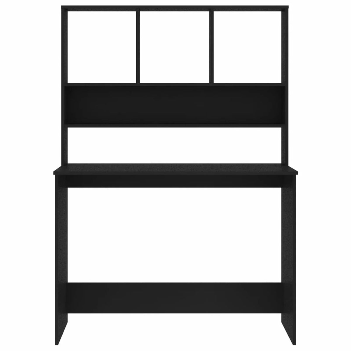Black Engineered Wood Desk with Shelves I316