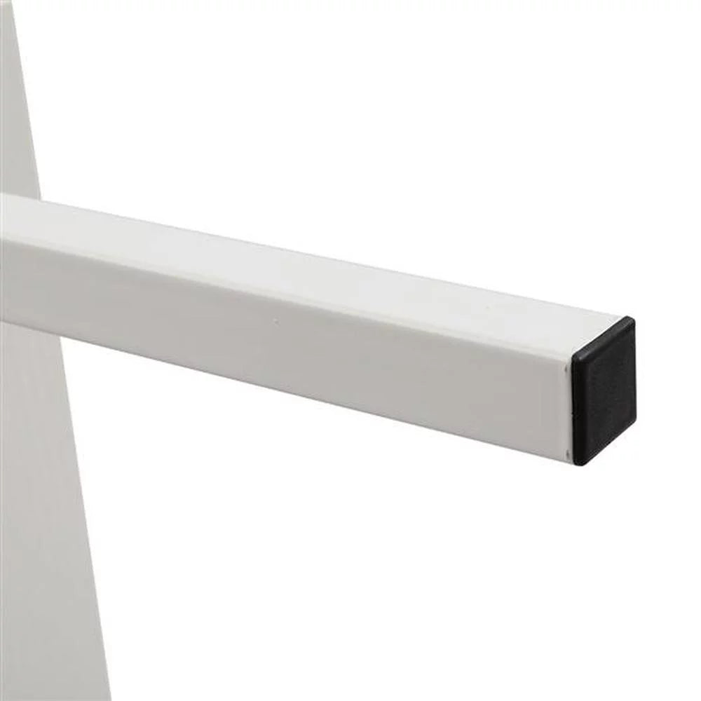 White 5-Shelf Ladder Bookcase with Metal Frame U254