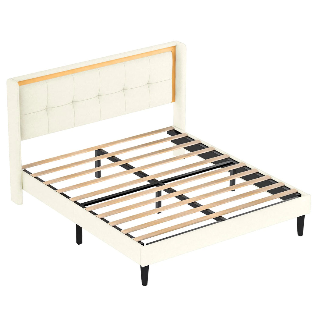 Full Size Platform Bed Frame Beige S912