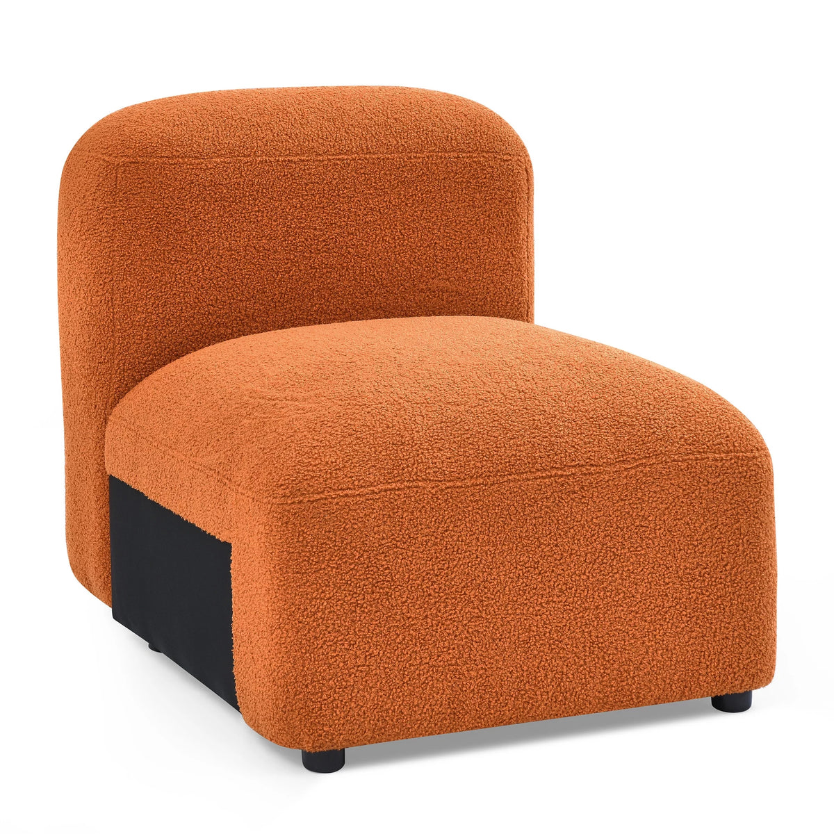 L-Shape Modular Sectional Sofa with 2 Pillows Teddy Fabric Orange M406978