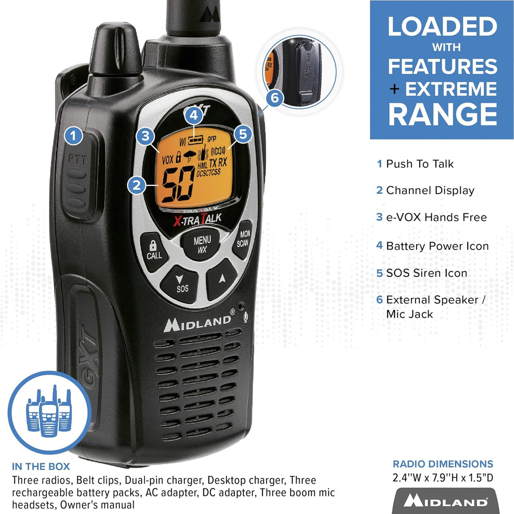 50 Channel Waterproof GMRS Two-Way Radio 3-Pack E149850