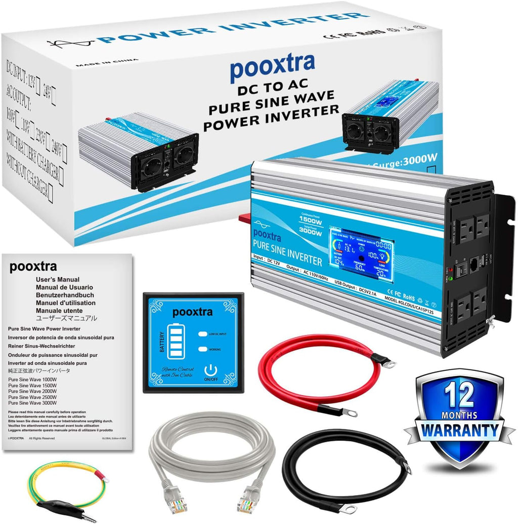 1500 Watt Pure Sine Wave Inverter with LCD Display & USB Port P7902