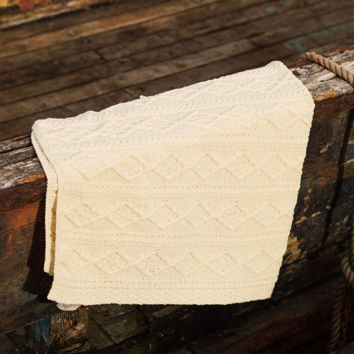 Aran Knit Merino Wool Blanket O10684
