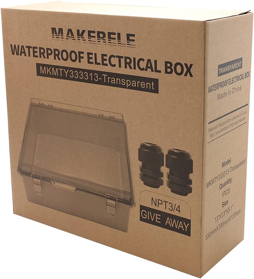 IP67 Waterproof Plastic Electrical Box with Clear Cover 13×13×5.1 inch Pack of 2 C351453