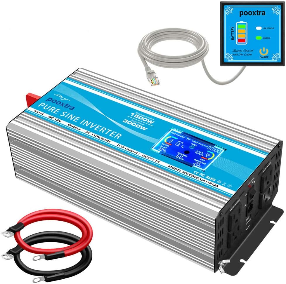 1500 Watt Pure Sine Wave Inverter with LCD Display & USB Port P7902