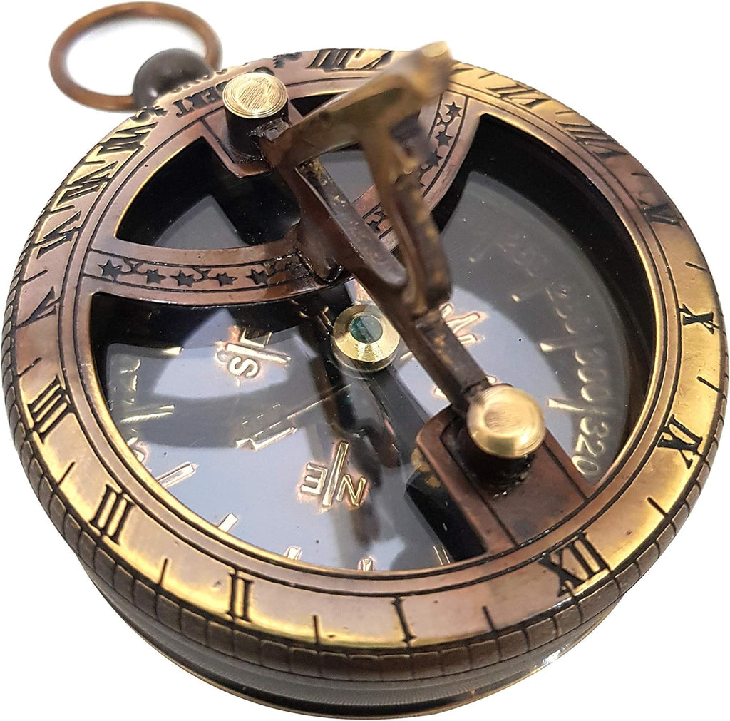 Engravable Brass Pocket Sundial Compass Y910001