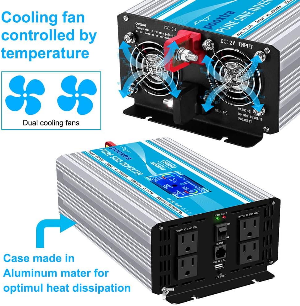 1500 Watt Pure Sine Wave Inverter with LCD Display & USB Port P7902