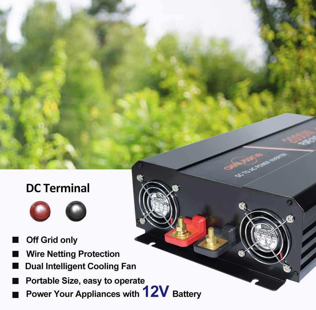 2000 Watt Pure Sine Wave Inverter 12v dc to ac 120v with LCD Display T36177
