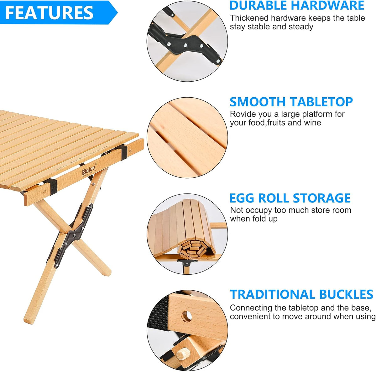 4ft Foldable Wooden Picnic Table with Carry Bag Z6969