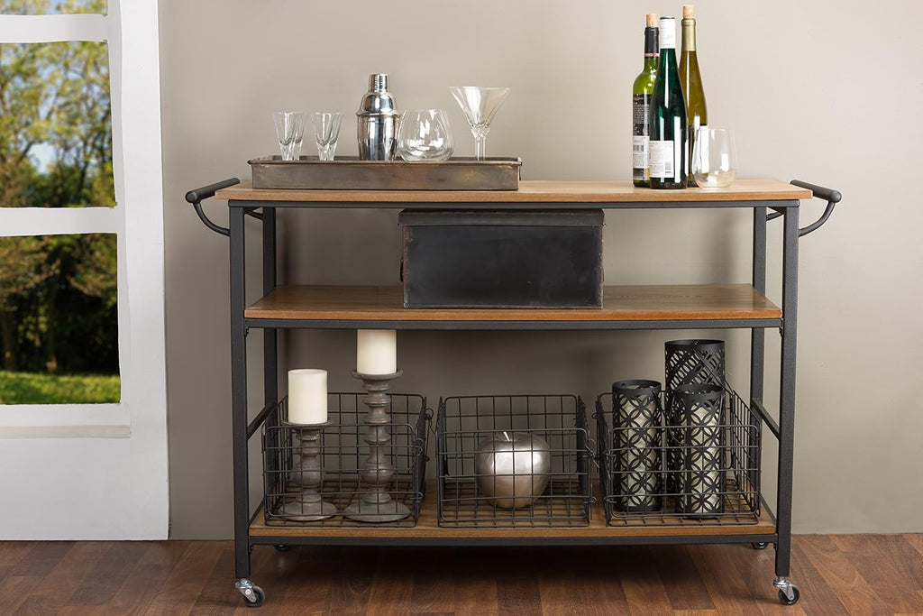 Wood and Metal Kitchen Cart B13275