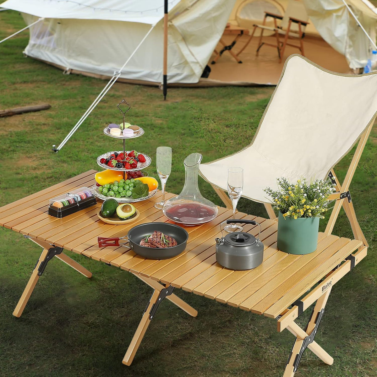 4ft Foldable Wooden Picnic Table with Carry Bag Z6969
